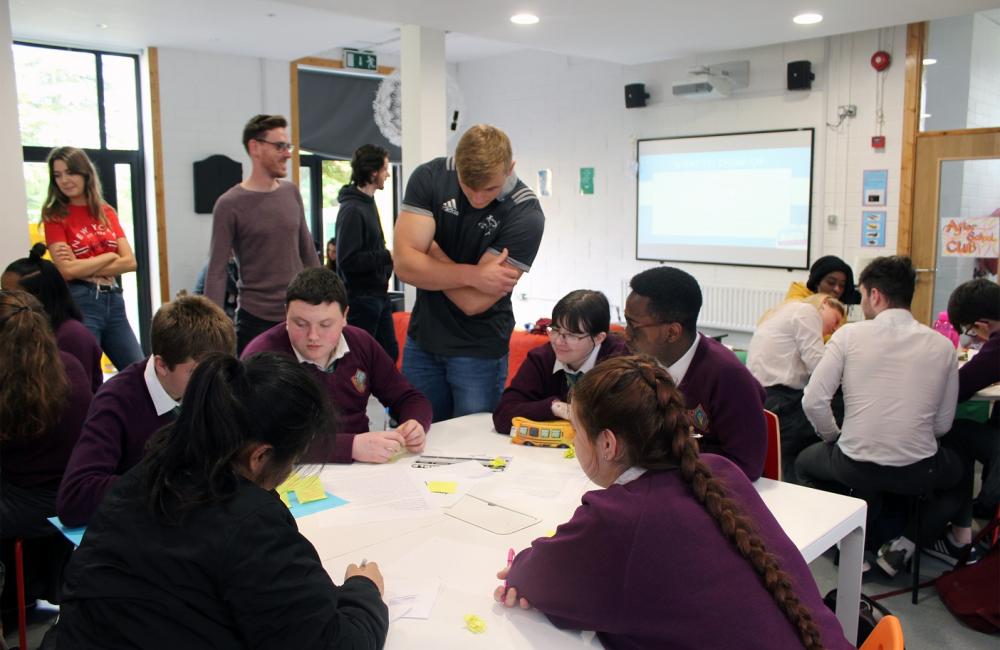 Shane Coombes with TYs from Thomond Community College at Learning Hub Limerick Health Day 